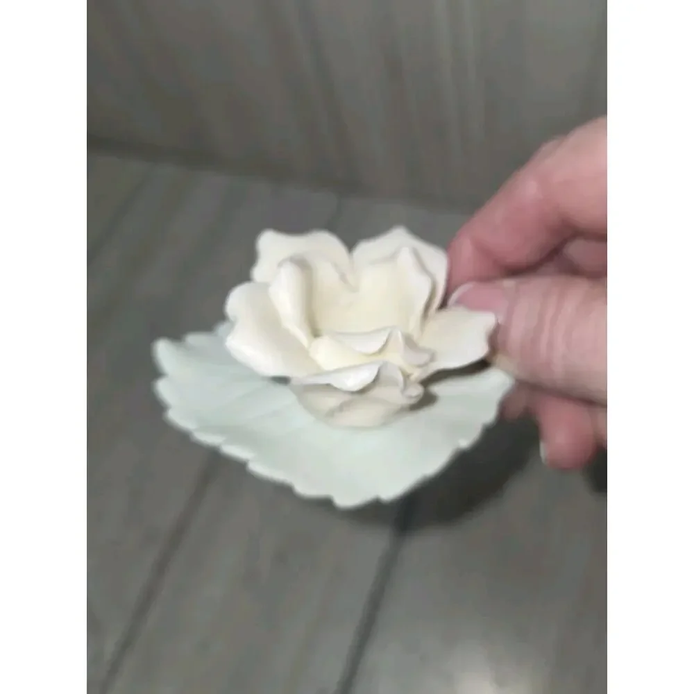 Vintage Mini Rose leaf Candle Holders Ardalt Japan Set Of 2 Heritage Victorian